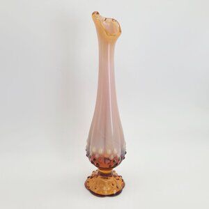Fenton Glass Vintage Cameo Opalescent Hobnail Swung Bud Vase 9.75” Warm Caramel